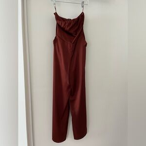 Express Maroon Strapless Jumpsuit